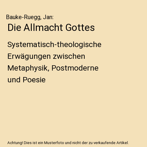 Die allmacht gottes - allmacht,